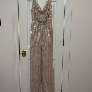 SHEIN Glittering Beige Jumpsuit